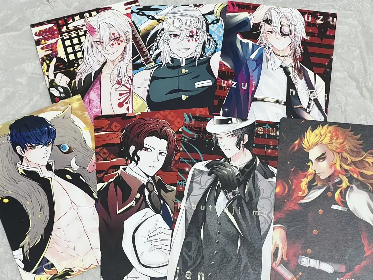 Demon Slayer Earblade unofficial goods postcard wts (Sanemi Rengoku Uzui Inosuke)