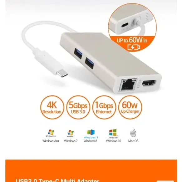 새상품 8만원짜리 HDMI 이더넷 USB허브 멀티 변환 아답타