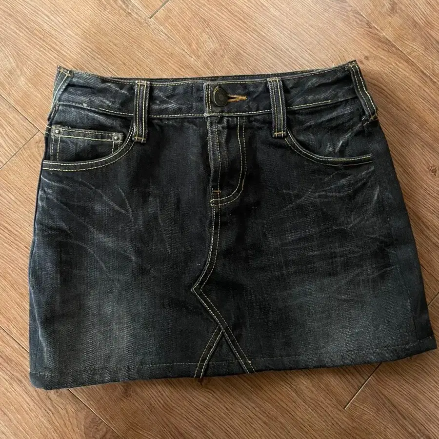 Evisu denim black mini skirt