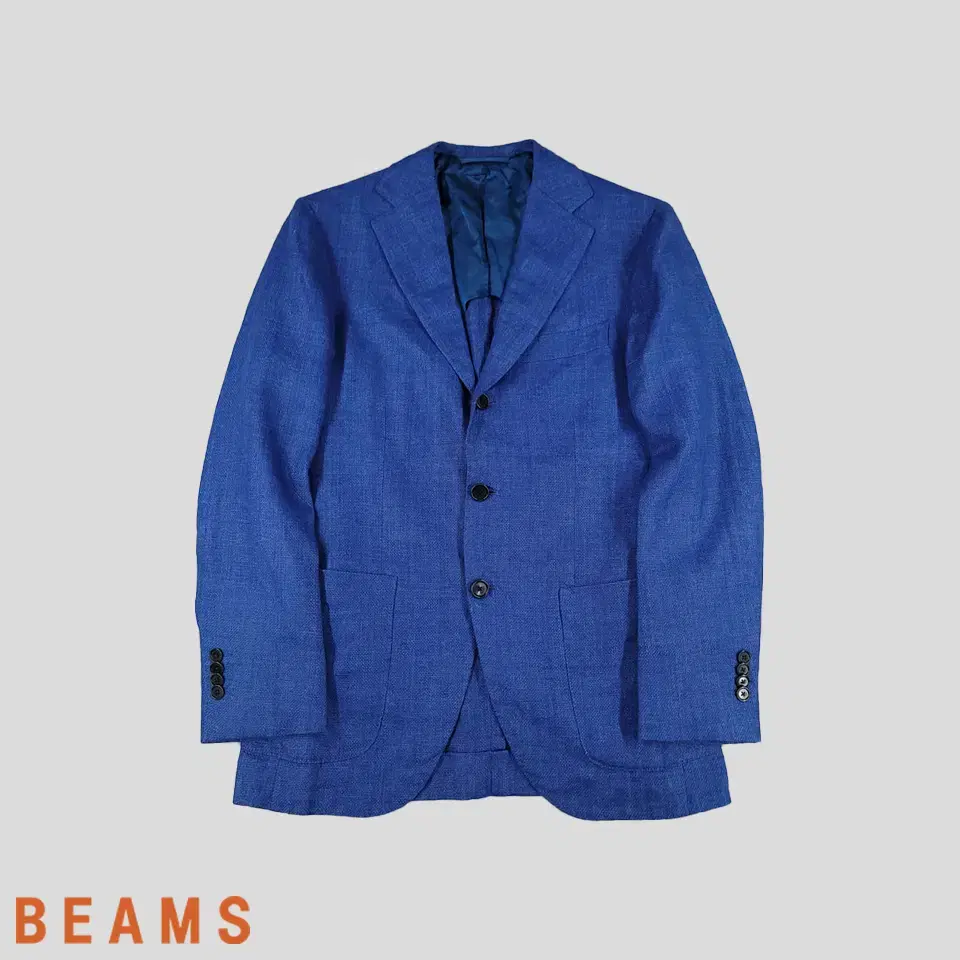 Beams bloo Three-button hemp wool blend single three-button blazer with chest pocket back tie