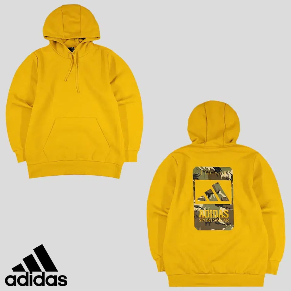 Adidas Mustard Yel Mid Tricolor Logo Camouflage Backprint Heavy Cotton Blend