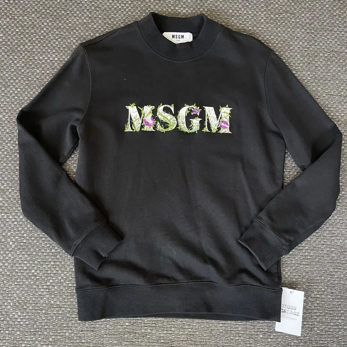 MSGM 블랙 로고프린팅 코튼 맨투맨 XS