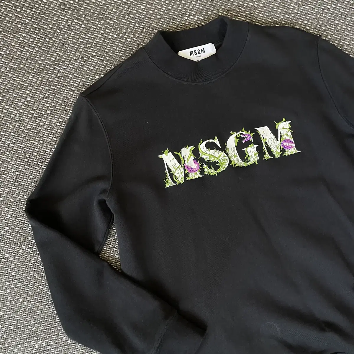 MSGM 블랙 로고프린팅 코튼 맨투맨 XS