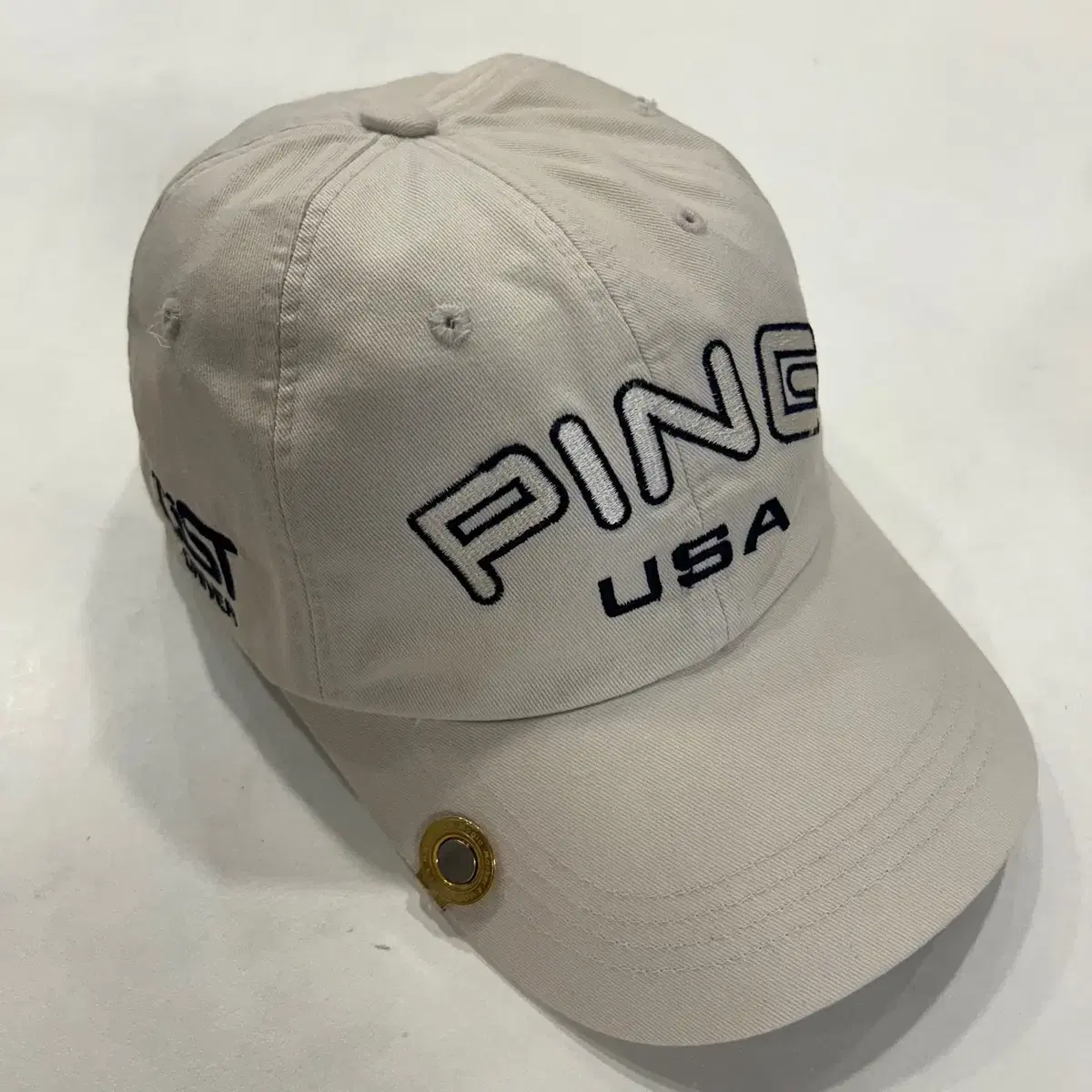 PING USA 빈티지 아이보리 볼캡 모자