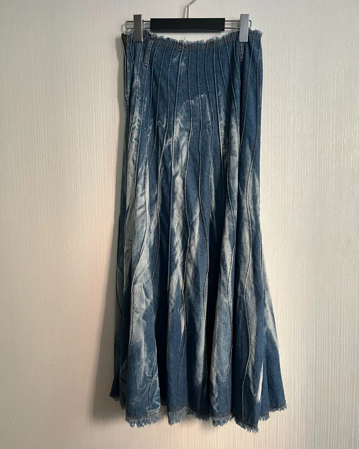 Washing pleats grunge mood long skirt