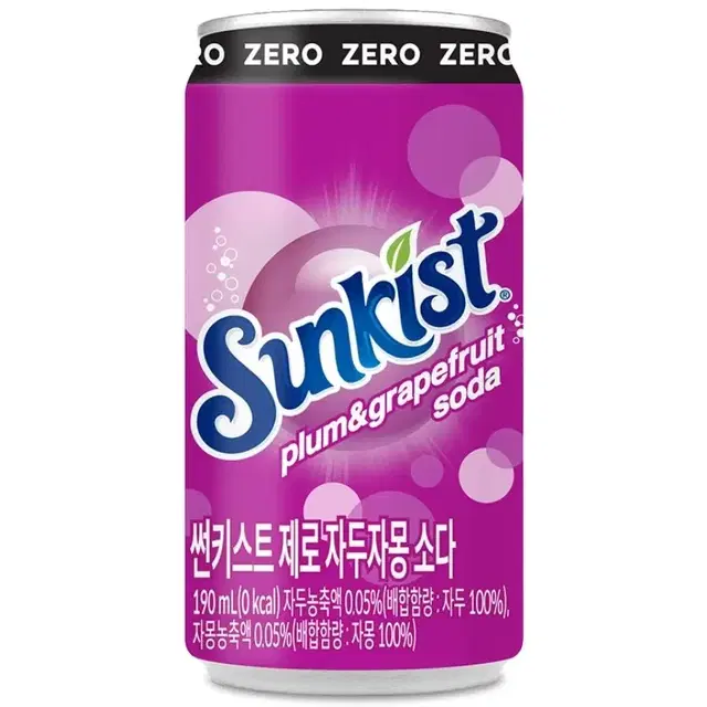 썬키스트 제로 자두 자몽소다 190ml 60캔