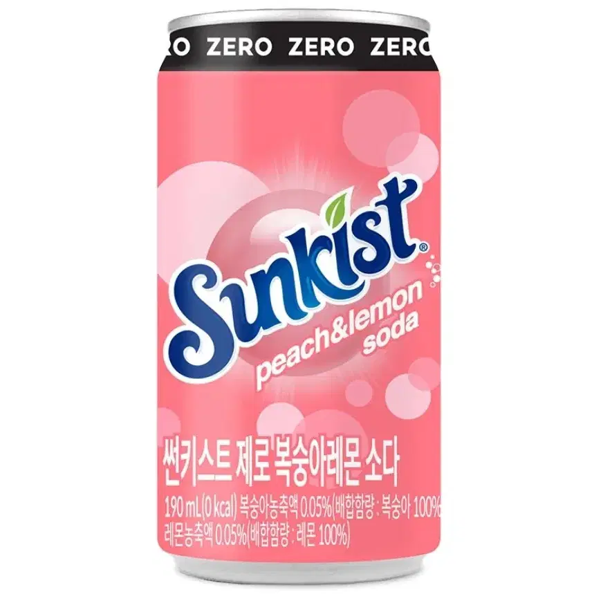 썬키스트 제로 복숭아 레몬소다 190ml 60캔