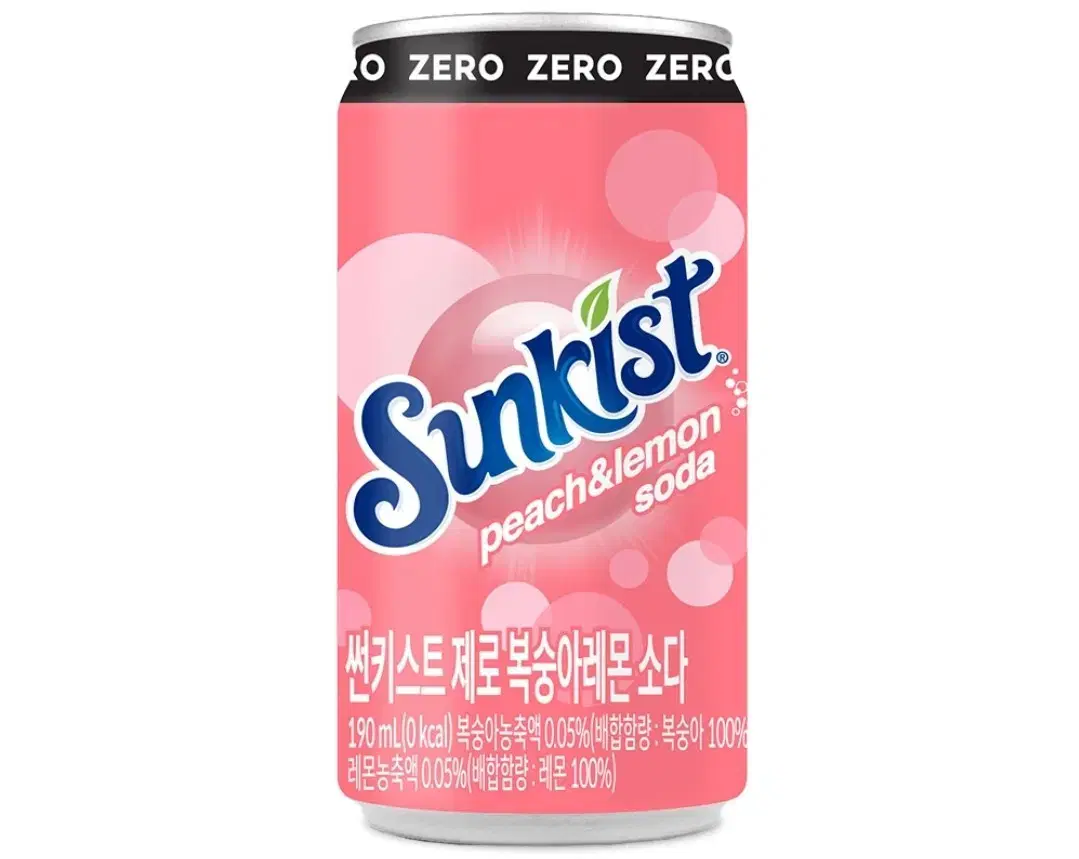 썬키스트 제로 복숭아 레몬소다 190ml 60캔