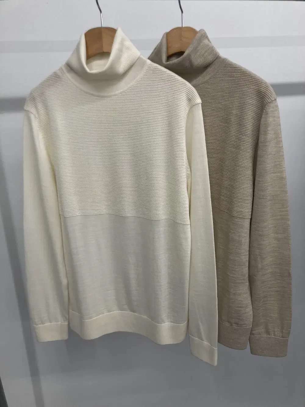 Washable Polar Neck Roll Neck Knit Ivory/Beige