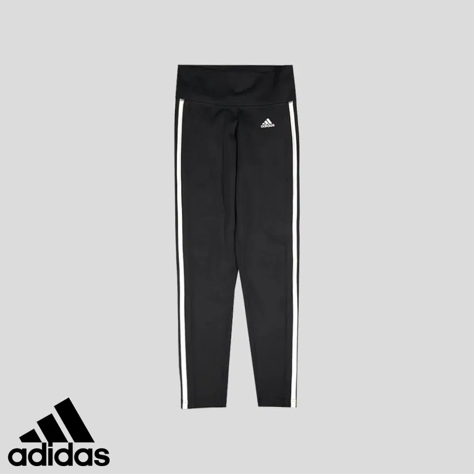 Adidas Black White Three Stripe Printed Logo Polyblend Clymarite Tights Leggings