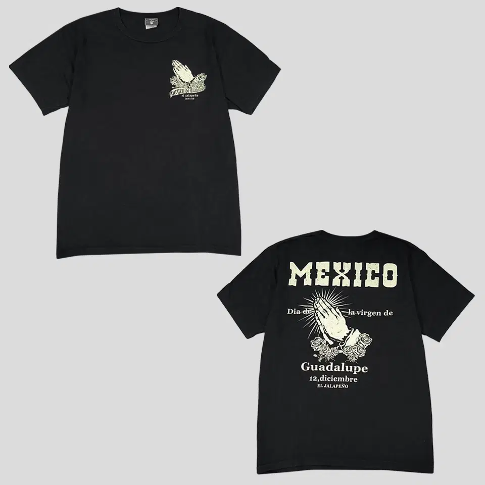 Vintage Pigment Black Mexican Backprinted Cotton100 Short Sleeve T-shirt M