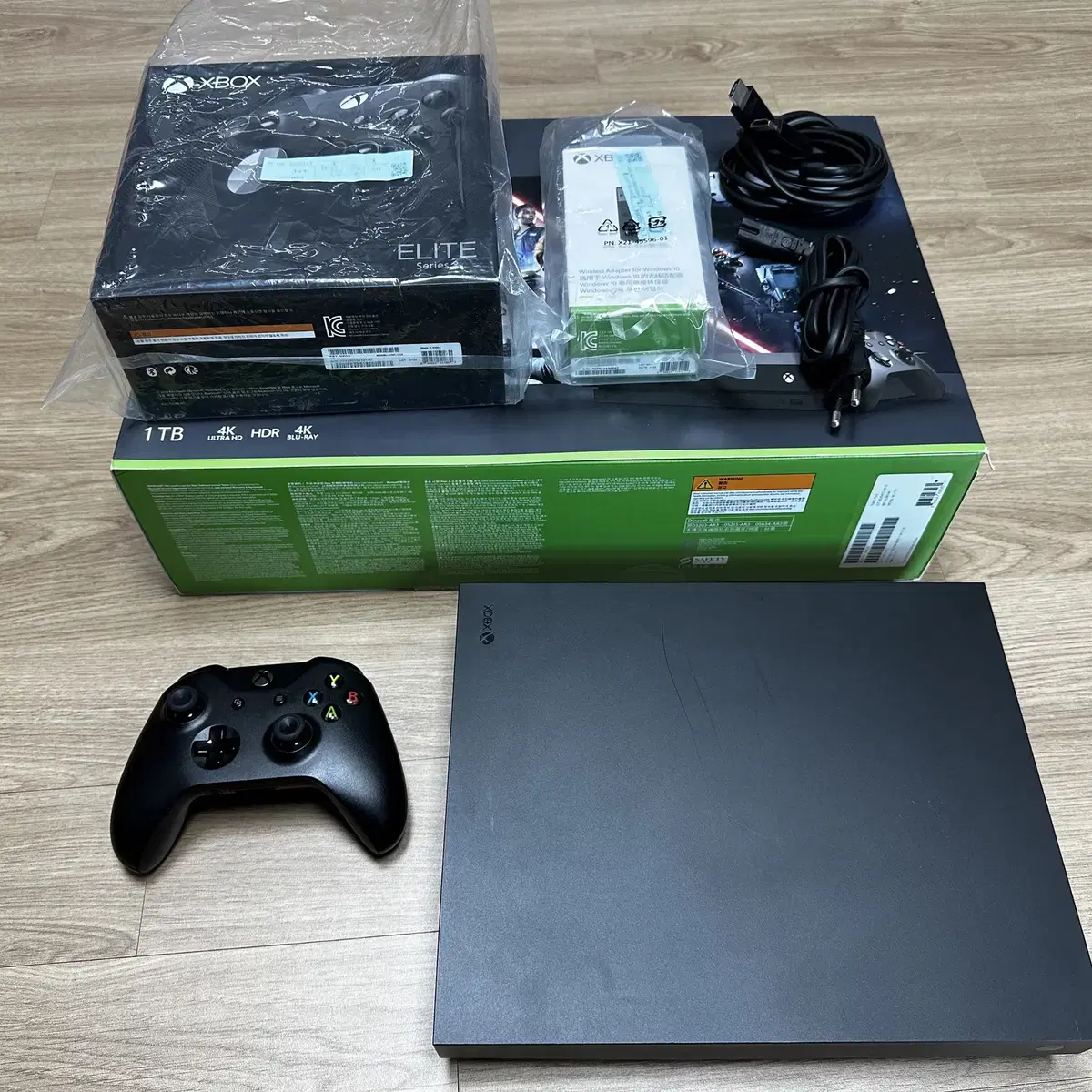 xbox one x 1TB, 엘리트패드2, 무선 어댑터