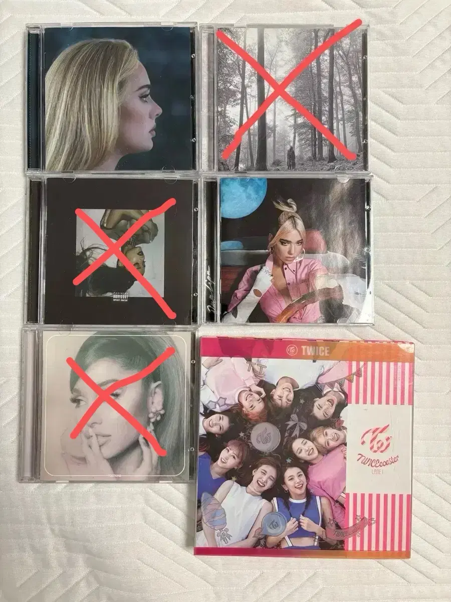 We sell CDs by Taylor Swift, Dua Lipa, etc.