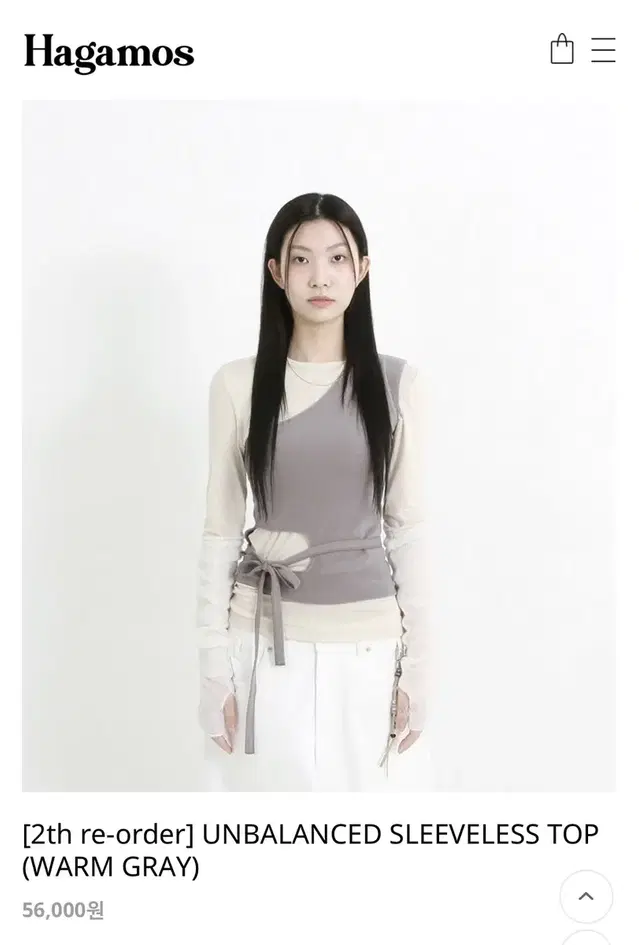 아가모스 UNBALANCED SLEEVELESS TOP (WARM GRA