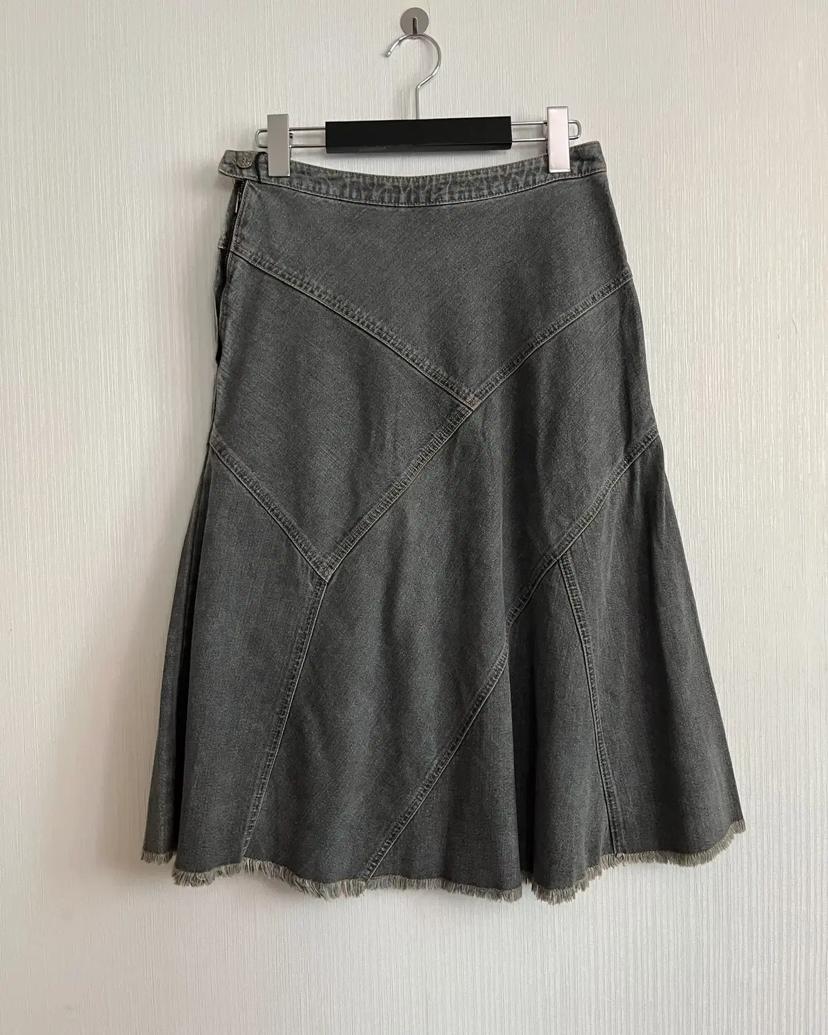 Patch work cotton denim skirt