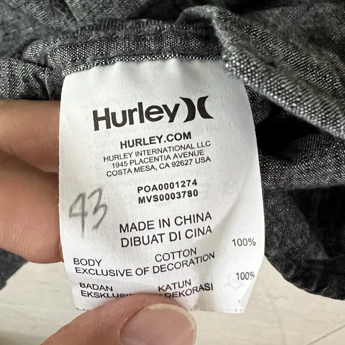 Hurley 반팔 셔츠 100