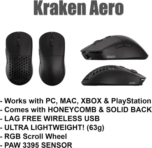 [새상품] KRAKEN AERO 초경량 무선 게이밍 마우스