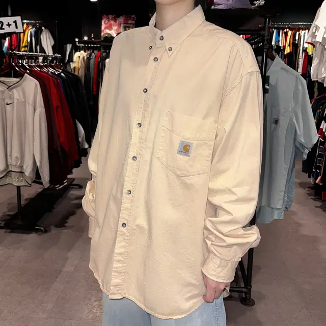 (103) CARHARTT 칼하트 빈티지 원포켓 긴팔 셔츠 핑크베이지