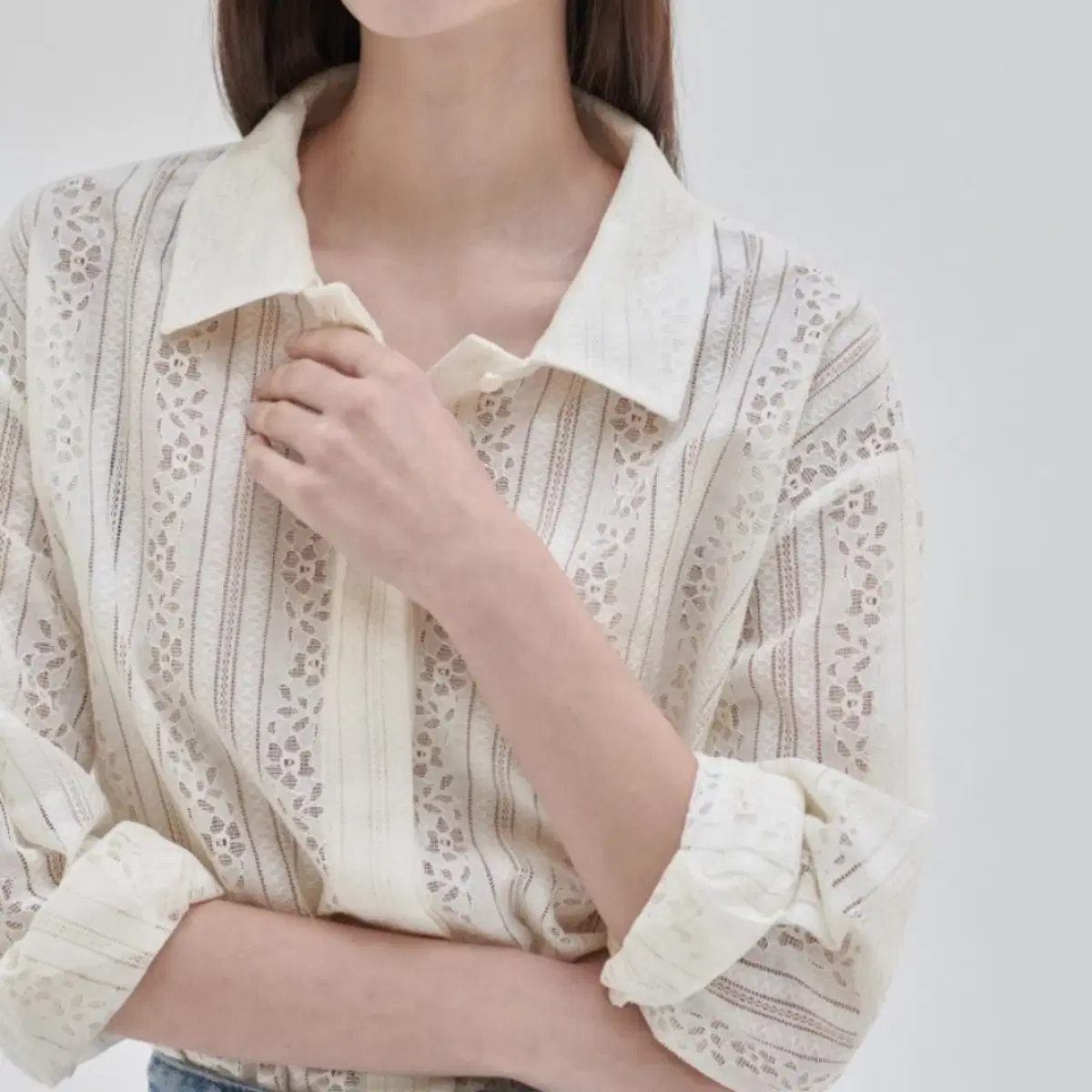 NILBY P 24SN vintage lace shirts [IV]