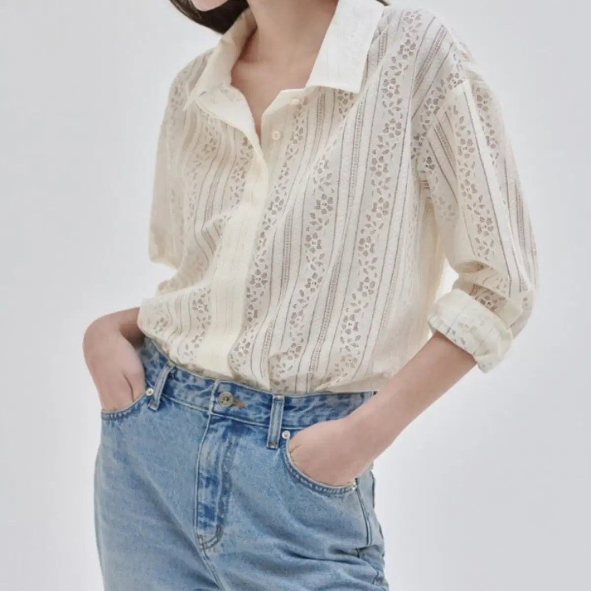 NILBY P 24SN vintage lace shirts [IV]