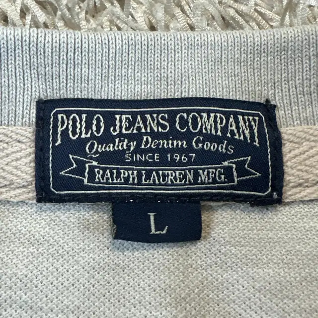 [L] 폴로 진스 POLO JEANS USA 성조기 반팔 카라티 그레이