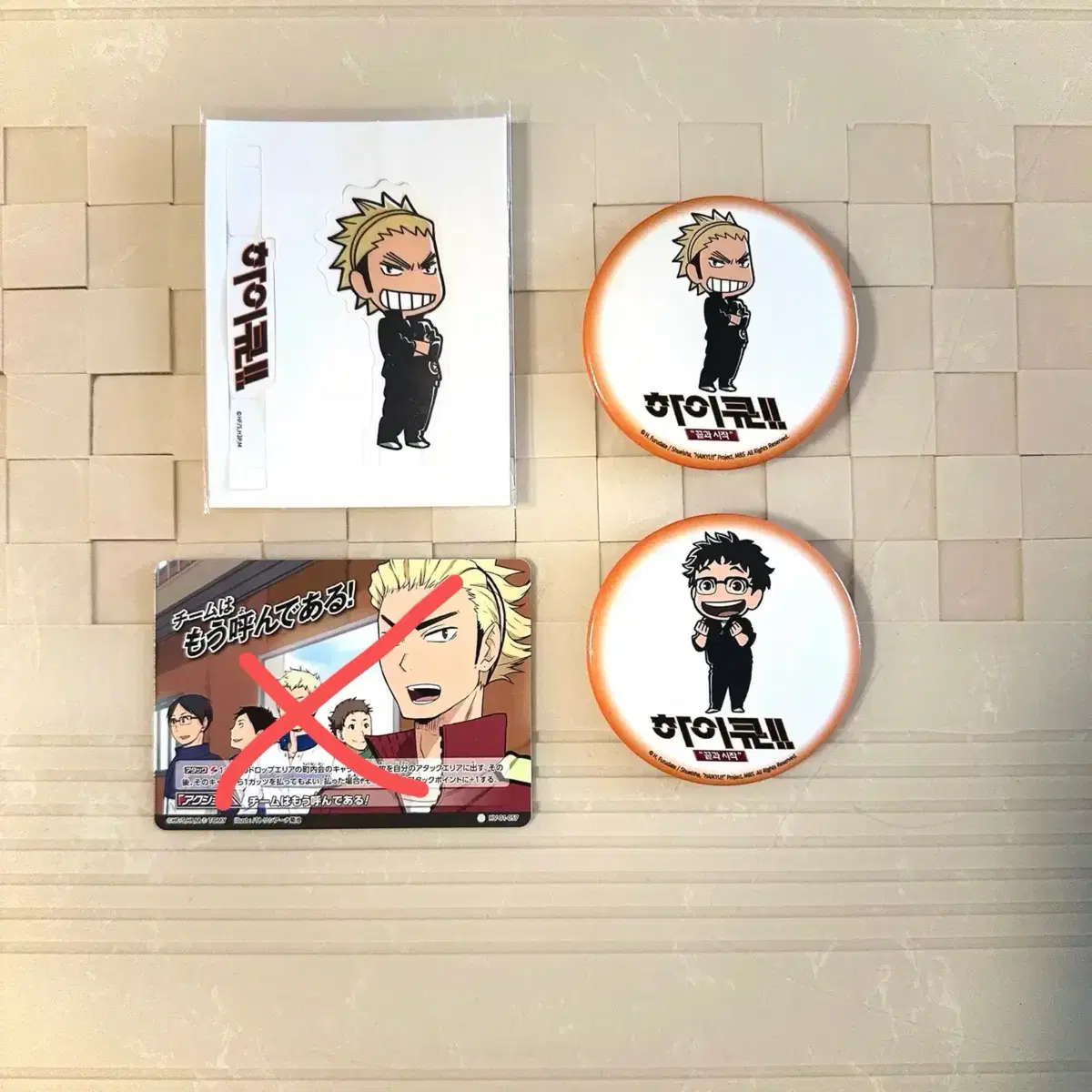 Haikyuu Ukai Keishin Takeda Itetsu Coach Goods Can Badge Barbaka Photocard