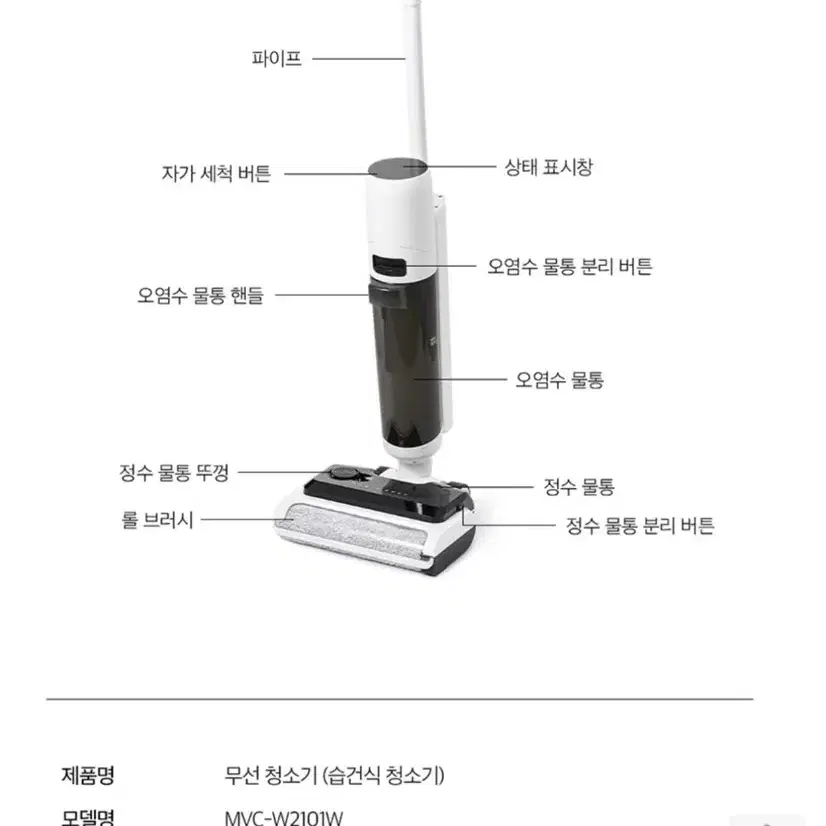 매직쉐프 습건식 무선 청소기 (MVC-W2101W)