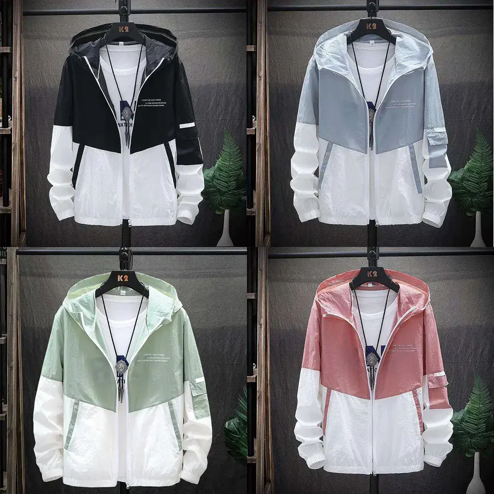 Women's Intermediate Seasonal Color Blocking Hooded Windbreaker