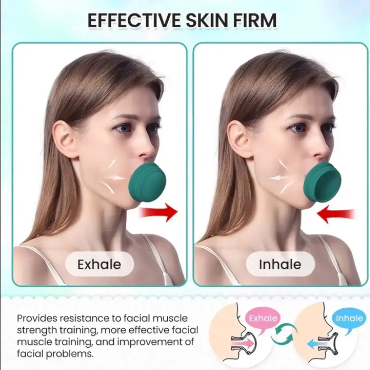 그린턱 얼굴 목 조절 운동기 여성용,휴대용 매끄러운 주름 입 운동 얼굴