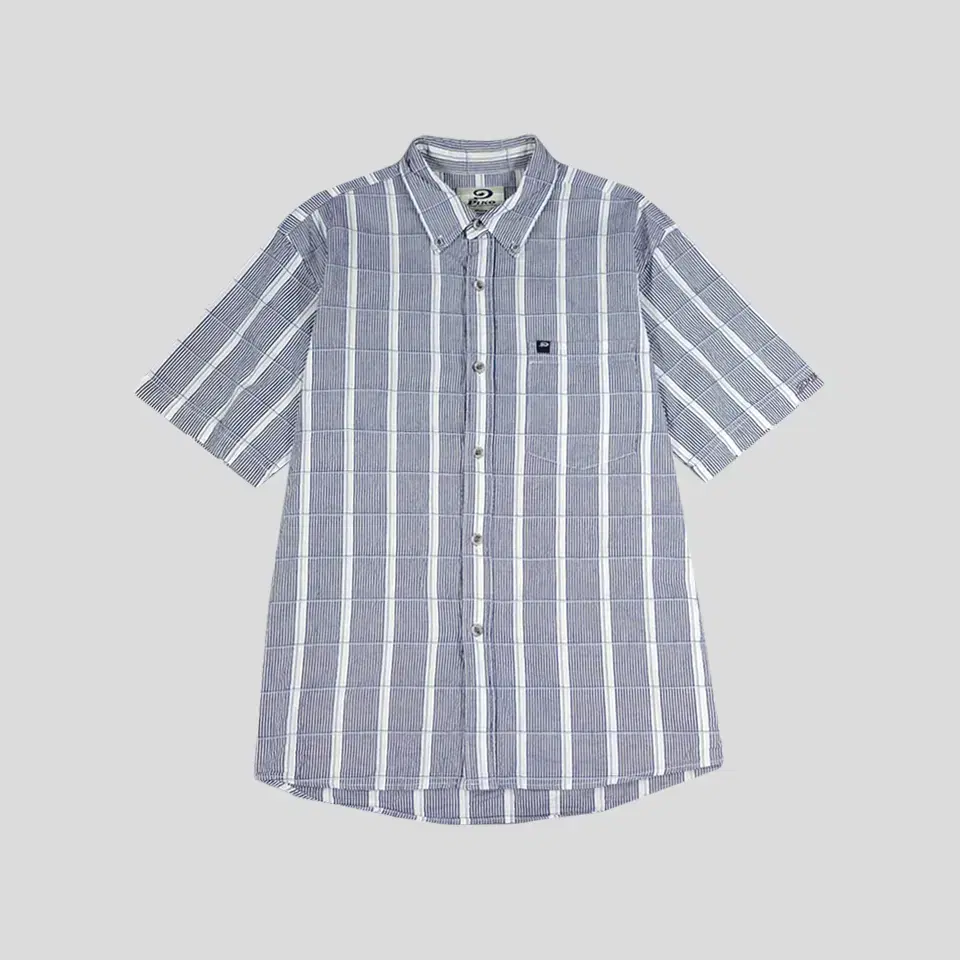 PIKO PIKO bloo Striped plaid button-down cotton100 vahn shirt half