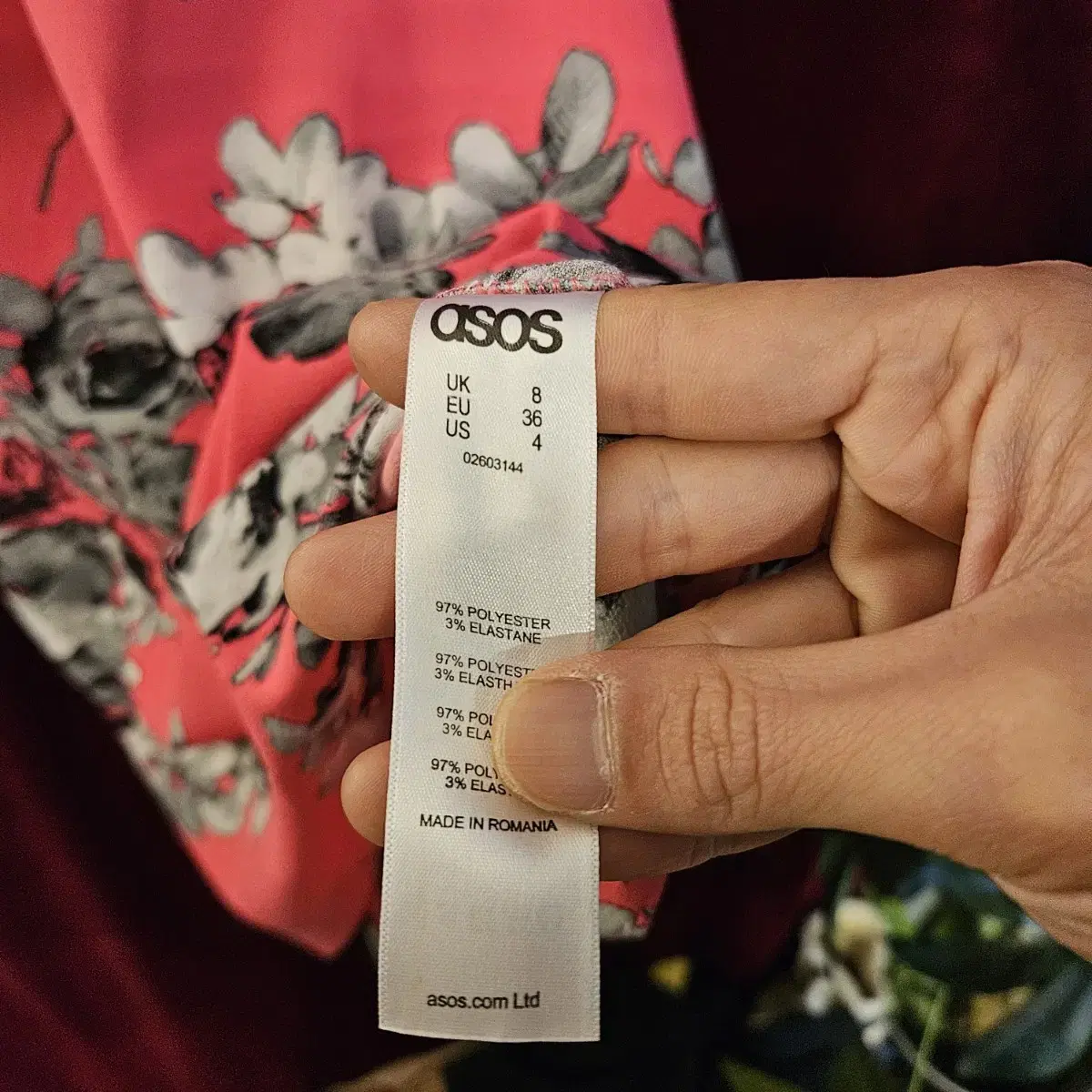 asos 아소스 플라워 슬림 원피스 UK8사이즈(55)