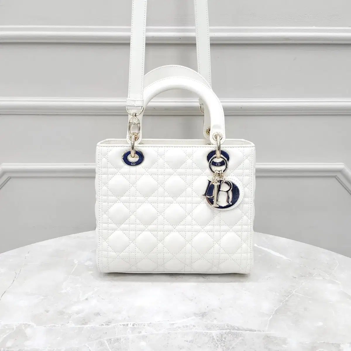 Dior Lady Dior Bag Medium White Keum