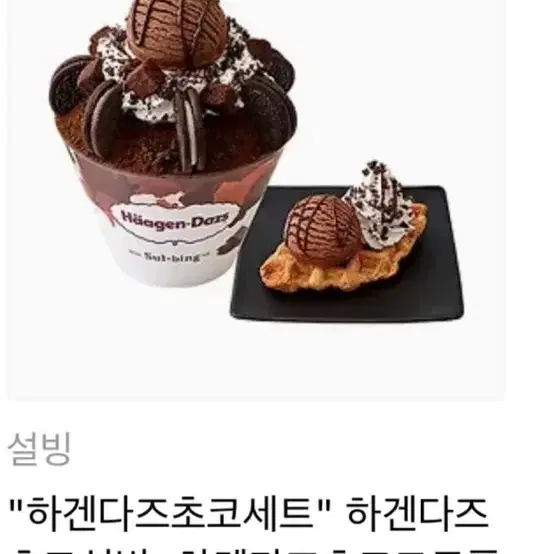 설빙 하겐다즈초코설빙+하겐다즈초코크로플