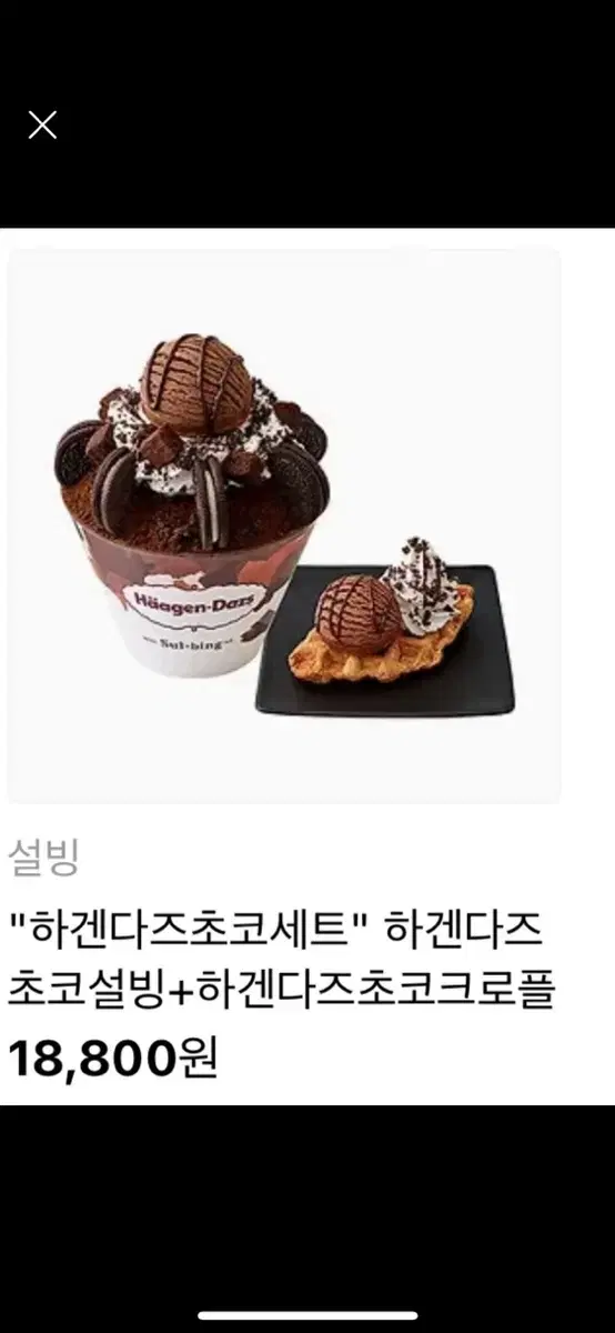 설빙 하겐다즈초코설빙+하겐다즈초코크로플