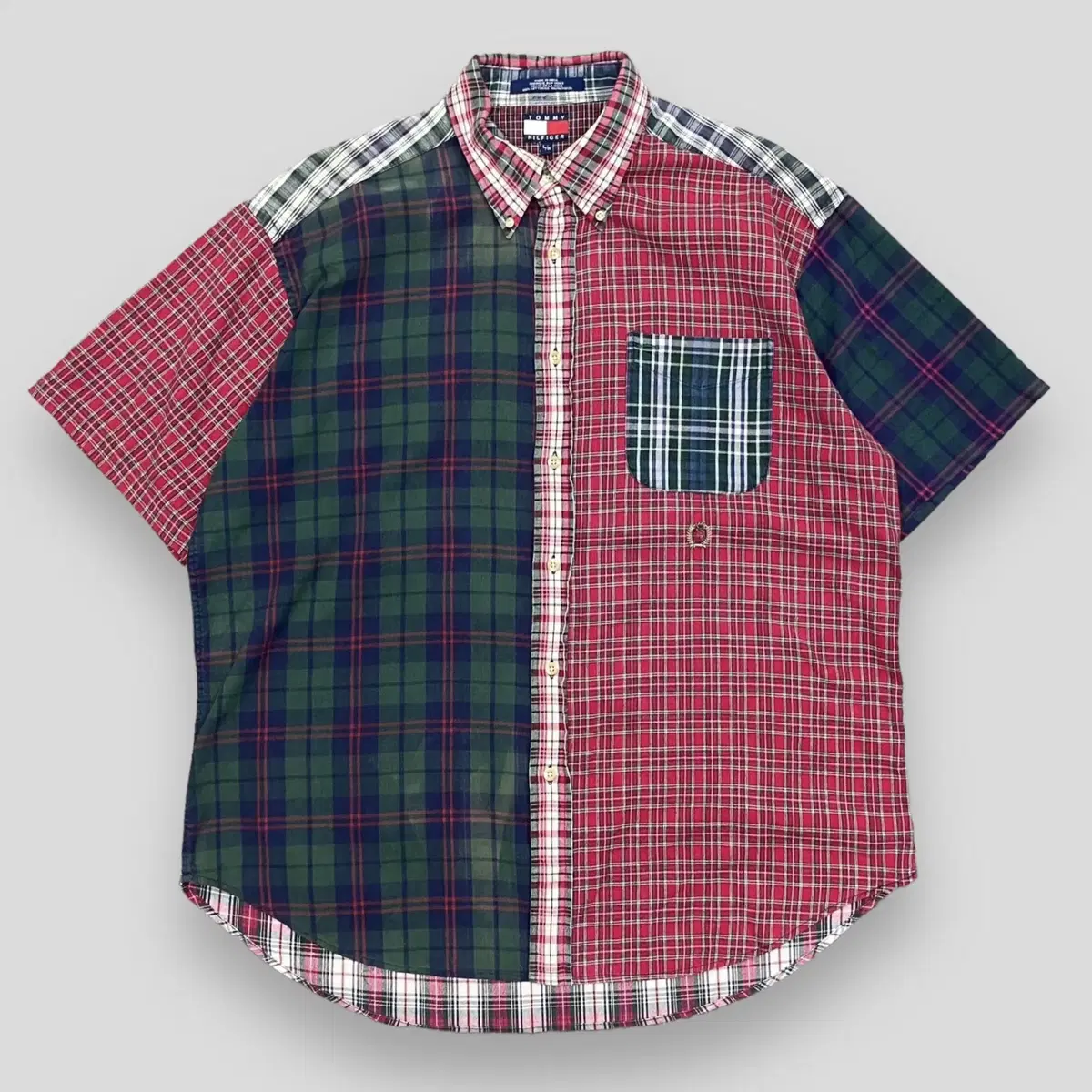 1990s Tommy Hilfiger patchwork short sleeve shirt