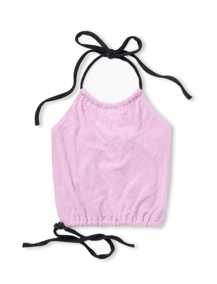 Halter Neck Terry Top, Pink