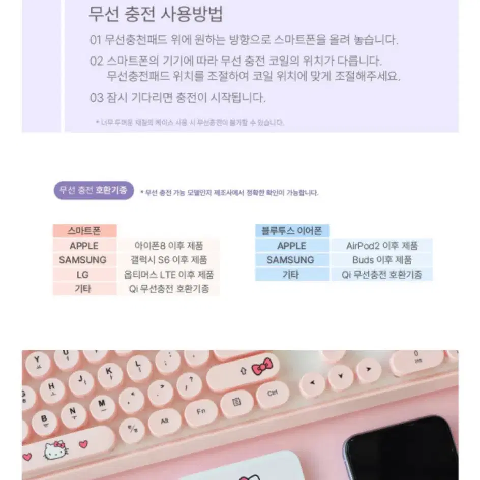 산리오 쿠로미 무선충전기 패드 C타입 충전