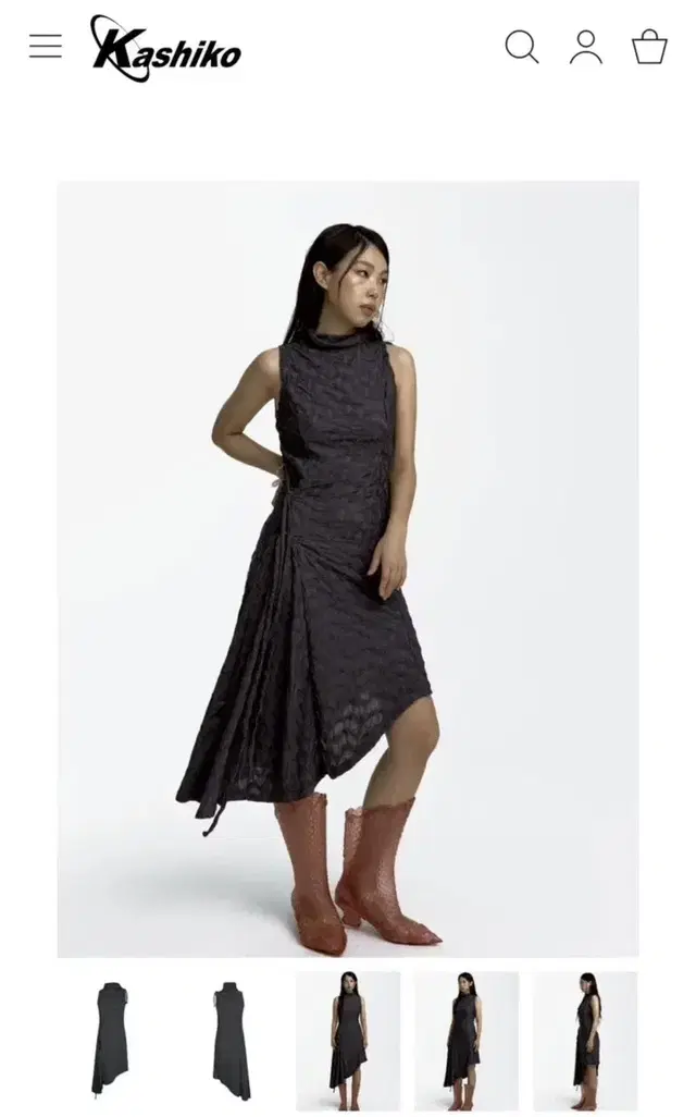 카시코 원피스 Asymmetric Draped Dress Gray