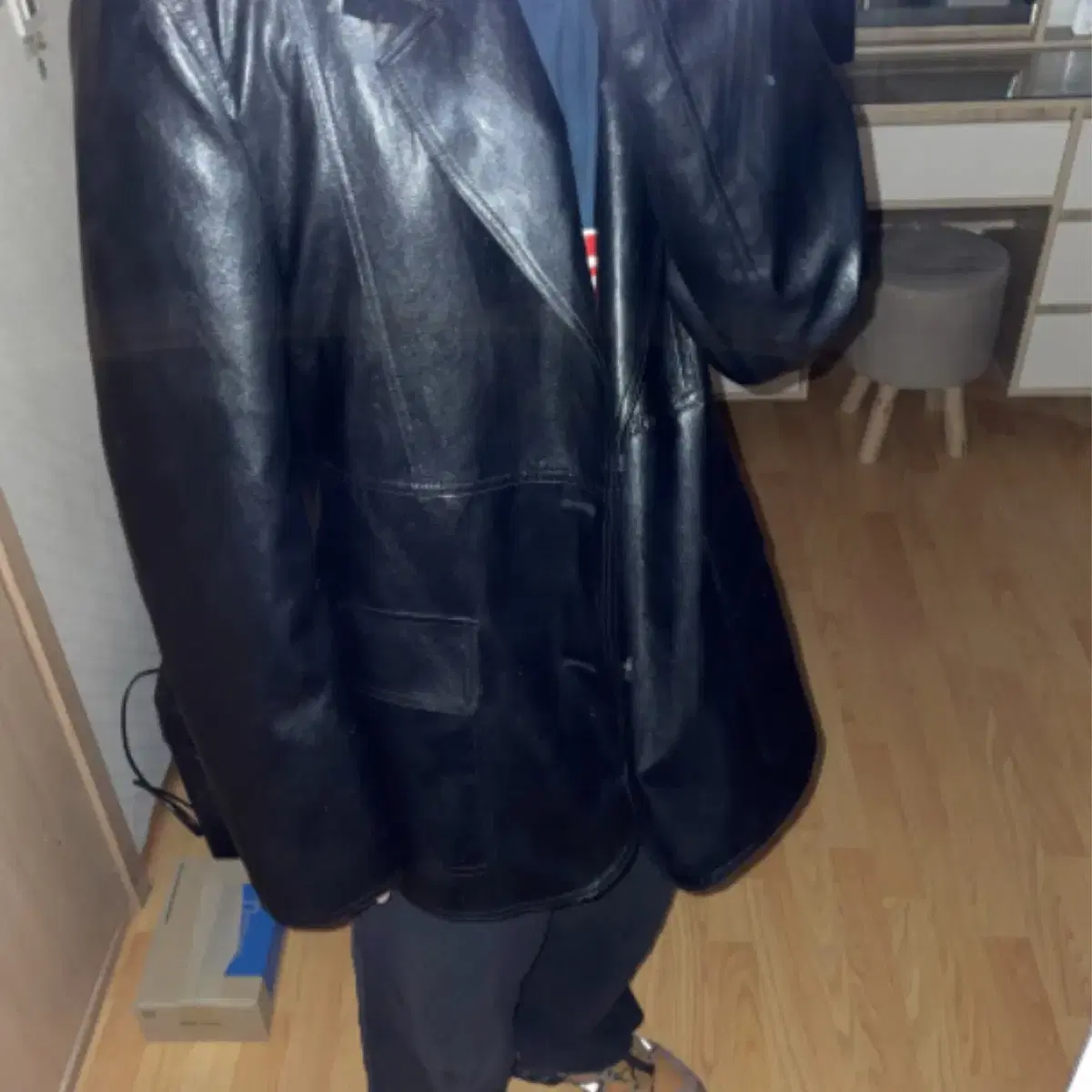 데호 LEATHER BLAZER Black M