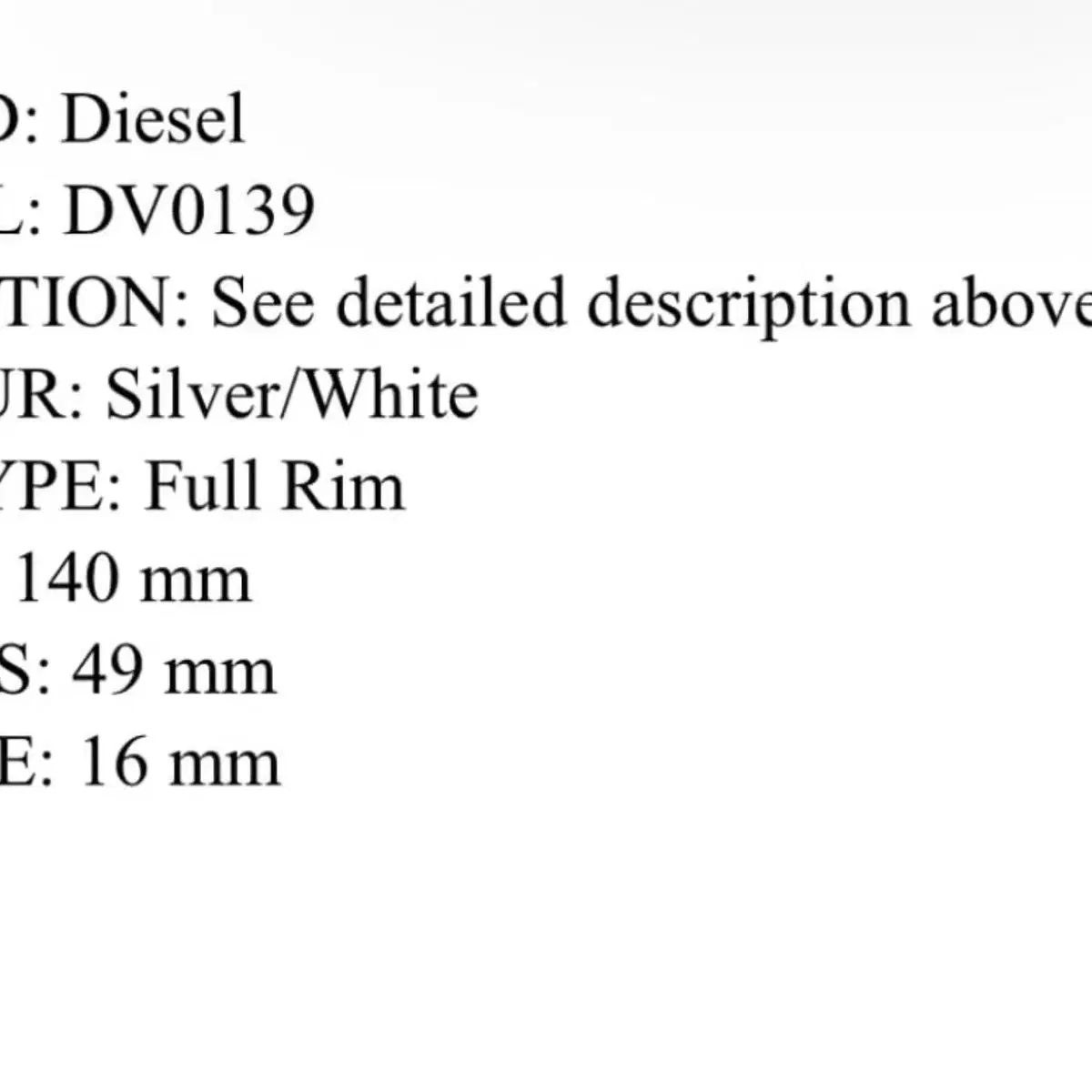 디젤 DIESEL 실버 은테 안경