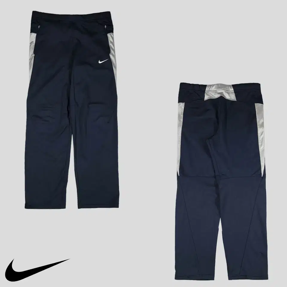 Nike Deep Navy Silver Grey Vahn Swoosh Colorblocking Dry Fit Banded Jersey Pants Tr