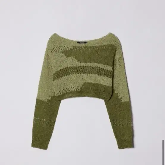 다이애그널 루즈 크롭 니트 탑 그린 loose crop knit