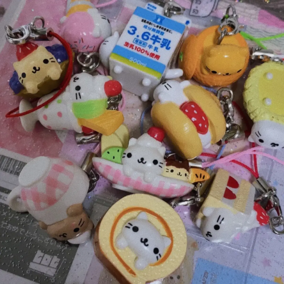 Nyan Nyan Nanko Strap keyring piececake rollcake cappuccino tart orange