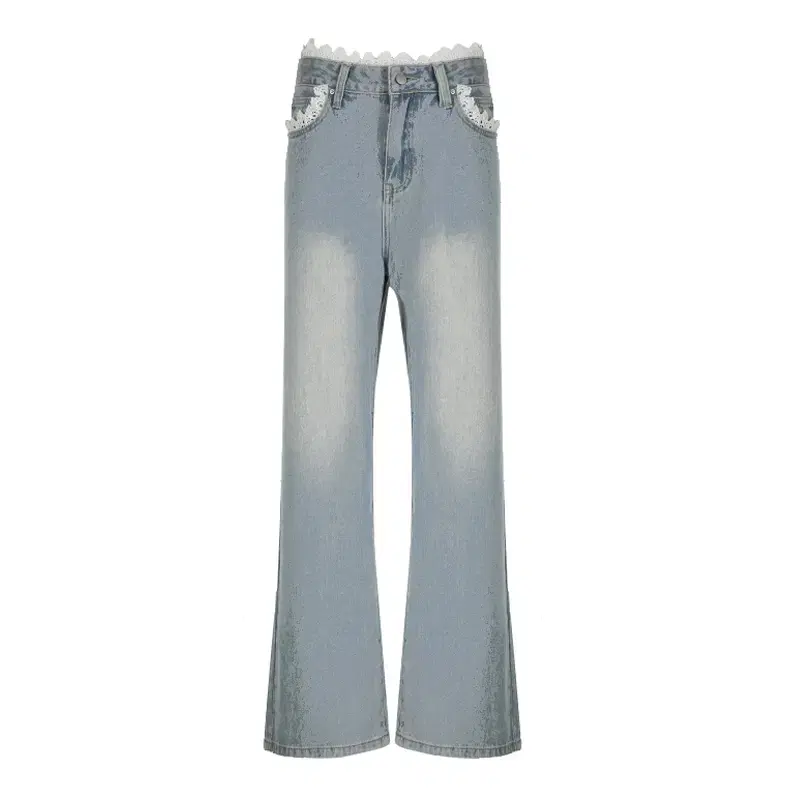 Y2K Balletcore-Look Layered Denim Straight Pants