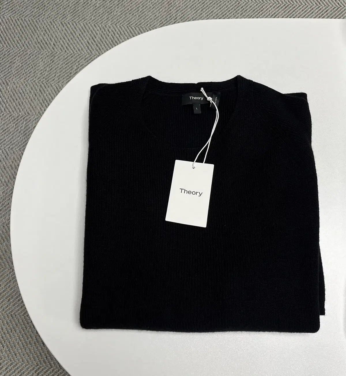 Theory Terry Cashmere Short Sleeve Round Knit Black