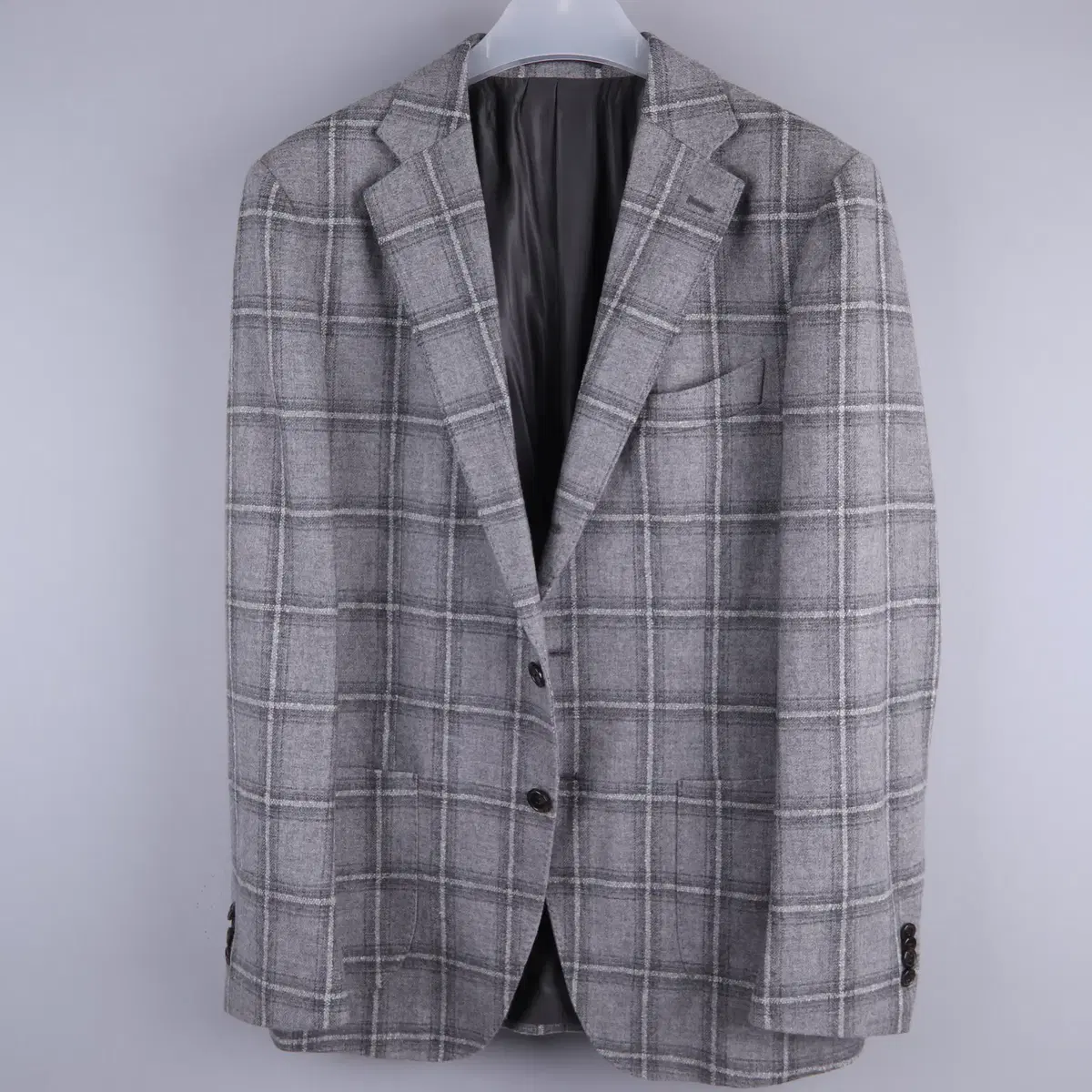 Man-on-the-Boone Check Patterned Wool Blend Single Jacket (52)