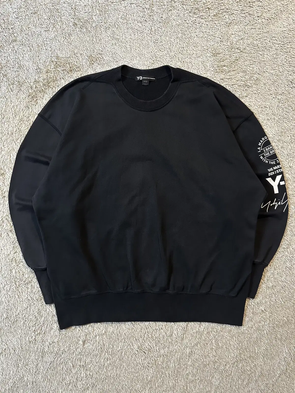 [M] 18SS Adidas Yohji Yamamoto Y-3 Graphic Crew Sweatshirt Black