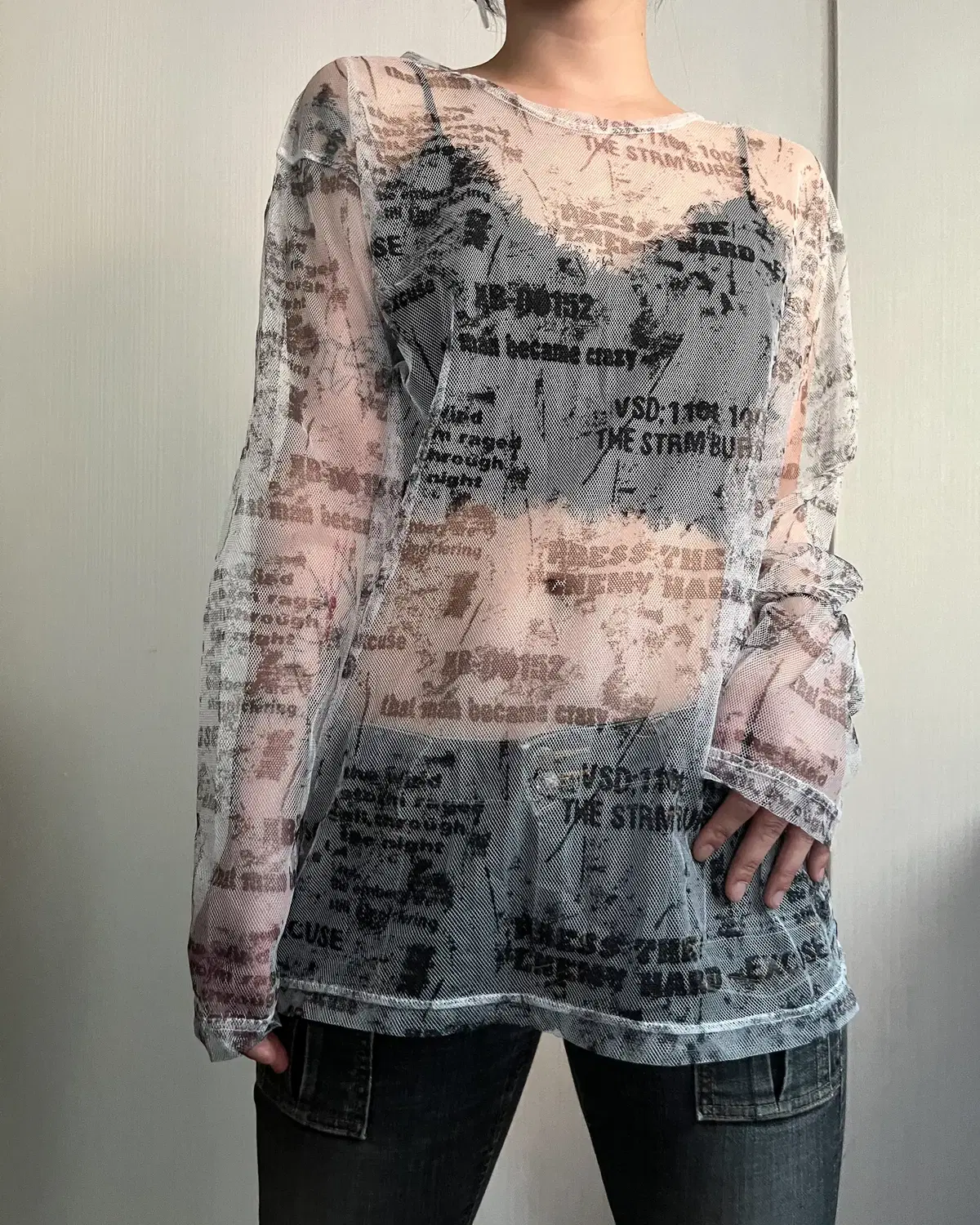 Lettering printing mesh see through top