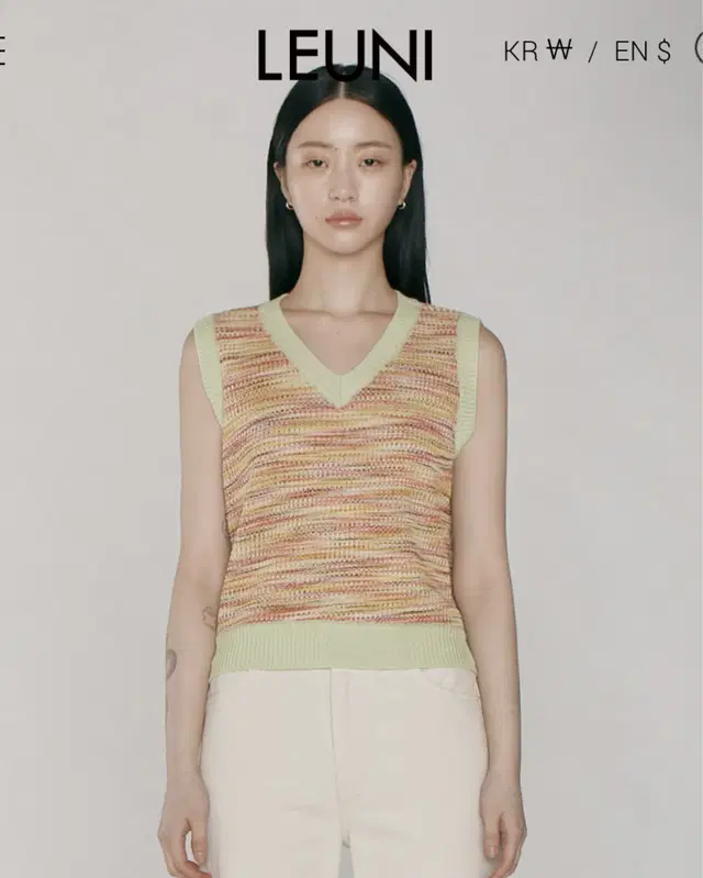 리유니 leuni Multi Color Knit Vest