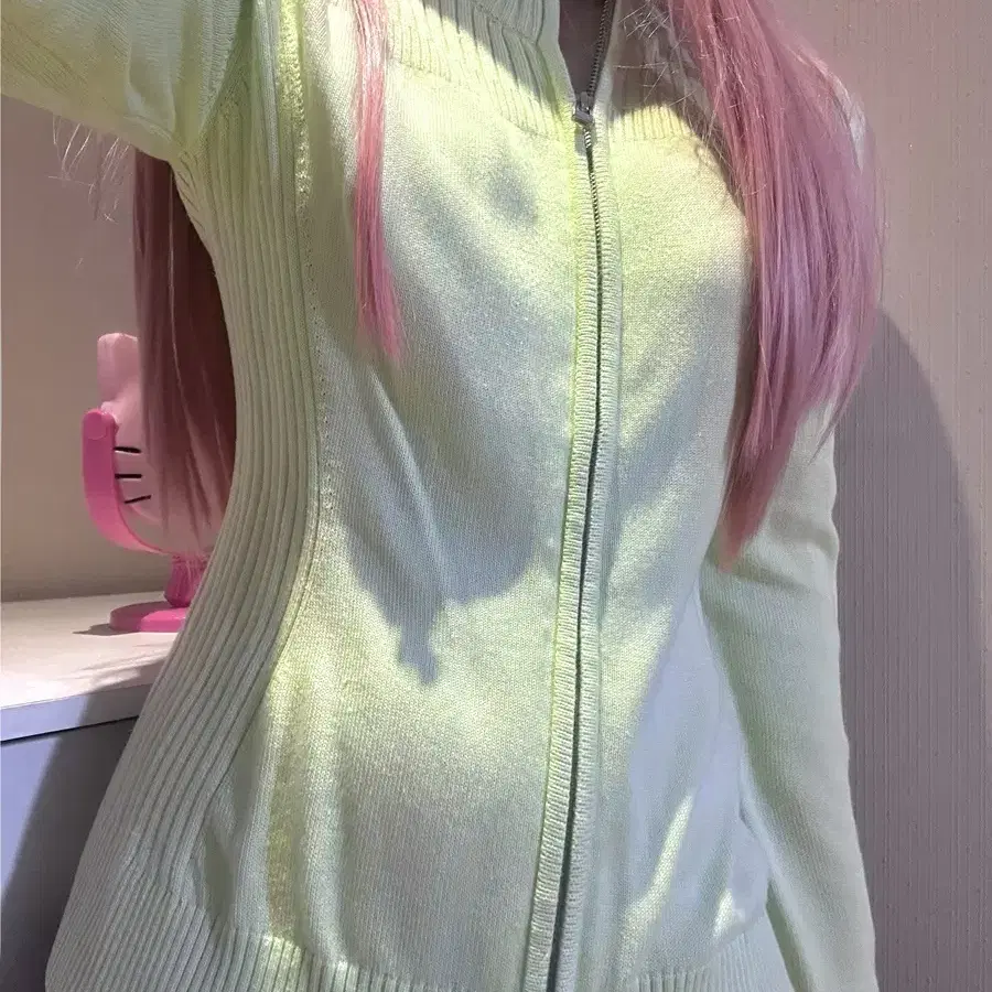 2-way Zipper Lime Knit zip-up